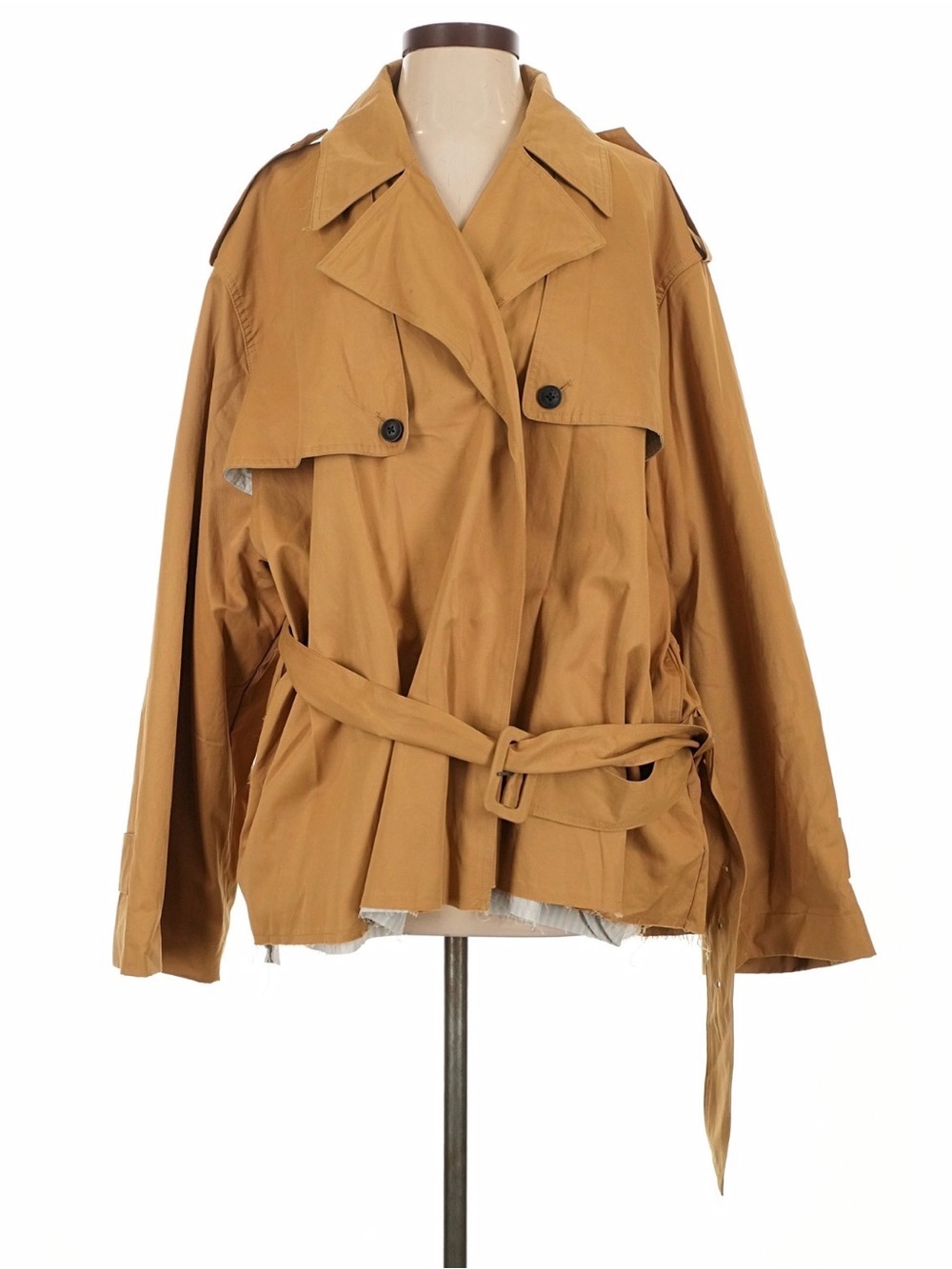 KBB by Kahlana Cropped Tan Trench Jacket with Drawstring Waist. NWT size XXL - Picture 7 of 11